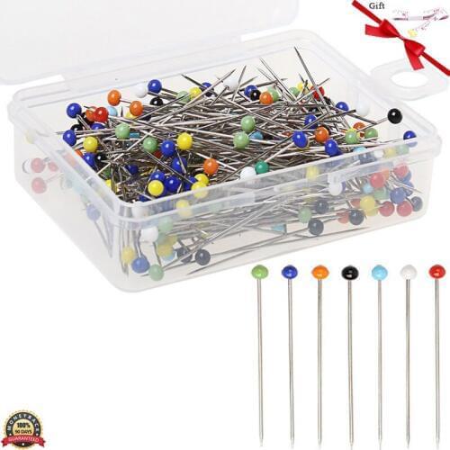 250pcs Sewing Pins 38mm Multicolor Glass Ball Head Pins Pearlized Head Pins For Dressmaking Jewelry Components Flower Decoration