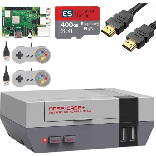 400G Raspberry Pi 3B+ 30000+ Retro Game Arcade Video Game Console Plug&Play Retroplag Genuine NESPi Case Plus With Safe Shutdown