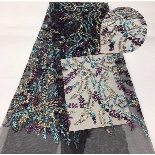 African sequined lace fabric 2020 high quality lace with sequined French lace fabric, used for sewing wedding party ZX40941