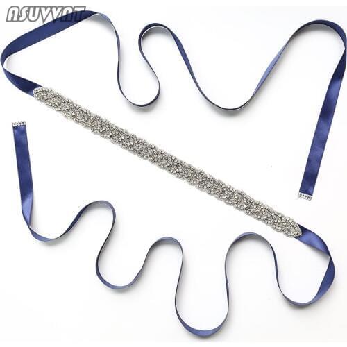 Noble Women Wedding Bridal Sash Belt Crystal Dress Ribbon Rhinestone Prom Wedding Belt Bridesmaid Cummerbunds Party Dress Belt