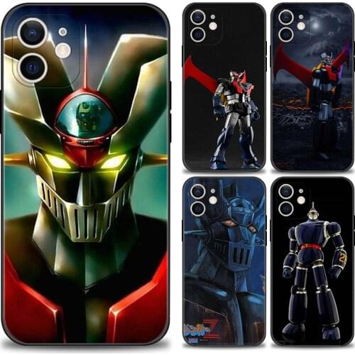 Phone Para For iPhone 12 11 Pro Max XR XS X 7 8 6 6S Plus SE Cover Black Case Soft Capa Japan Manga Mazinger-Z