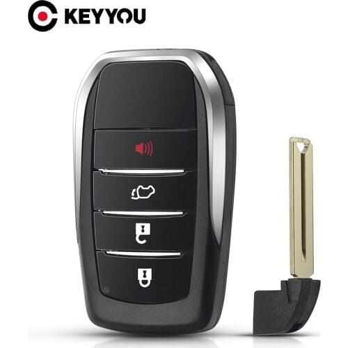 KEYYOU 4 Buttons Remote Car Key Shell Cover For Toyota Fortuner Prado Camry Rav4 Highlander Crown Smart Keyless Housing Case