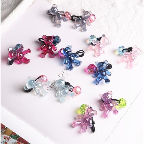 2PCS New Cute Bright Flicker Bear Princess Headwear Kids Elastic Hair Bands Baby Headdress Children Hair Ropes Girls Accessories