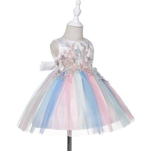 Newborn Baby Dresses For Girl Sleeveless Fantasy Princess Dress Baby Girls 1st Birthday Party Wedding Dress Infant 0-2 Year