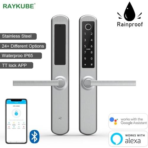 Outdoor Using IP65 Stainless Steel Fingerprint Door Lock Bluetooth TTlock APP Fingerprint Password IC Card Keyless Silver DQ03