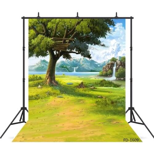 Photography Background for Photo Studio Scenic Tree River Paint Vinyl Cloth Portrait Photo Backdrops for Wedding Kid Baby Shower