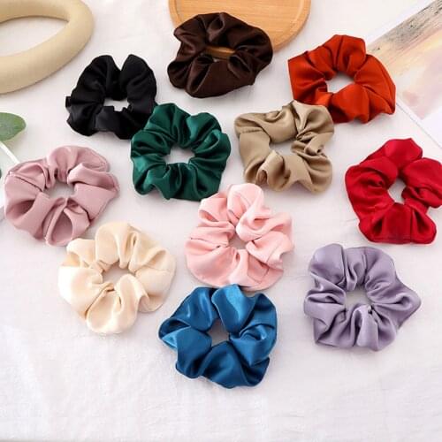 French Retro Hair Tie Simple Silk Scrunchy Satin Scrunchies Women Girls Fashion Velvet Solid Strips Hair Rope Hair Elastic Tie