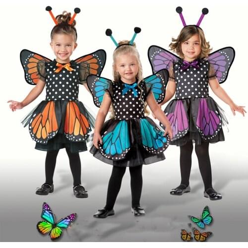 Halloween Cosplay Girls Performance Costume Party ChildrenS Stage Butterfly Dress With Wings Jazz Stage Show Costume XS2531