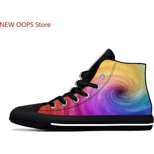 Colorful vortex Tie Dye swirl Abstract Rainbow Fashion Lightweight High Top Canvas Shoes Men Women Casual Breathable Sneakers