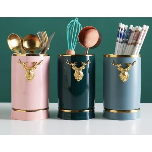 Fashionable Ceramic Chopsticks Spoon Storage Box Kitchen Filter Water Organize Bottle