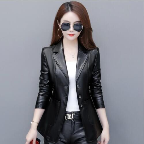 Plus Size Motorcycle Leather Clothing Women Coats 2021 New Women Leather Jacket Short Slim Black Leather Coat Female Jackets