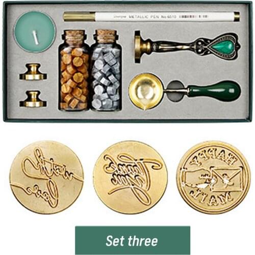 Wax Seal Stamp Set Retro Antique Sealing Replace Copper Head Wedding Packaging Gifts Wax Stamp Set Decoration DIY Craft Kit