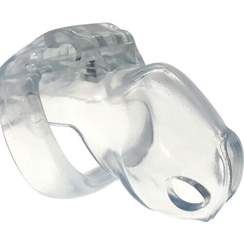 New HT-V4 Chastity Device Plastic Cock Cage Male Briefs with 4 Penis Ring Mens Transparent Underwear Chastity Belt Adult Toy