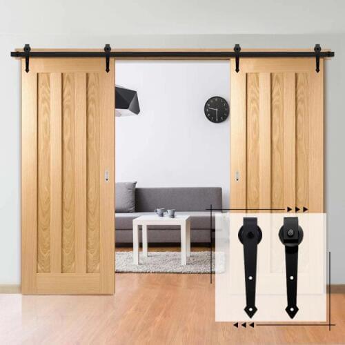 Original Gifsin Sliding Barn Door Hardware Kit in Arrow-Shaped 4-9.6FT Barn Door Hardware Kit for Double Door