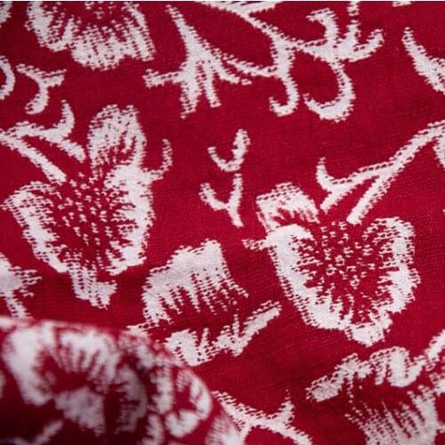 Autumn and winter high-end cotton and hemp sewing Red and white double layer yarn dyed fabric Robe clothing cheongsam tissu