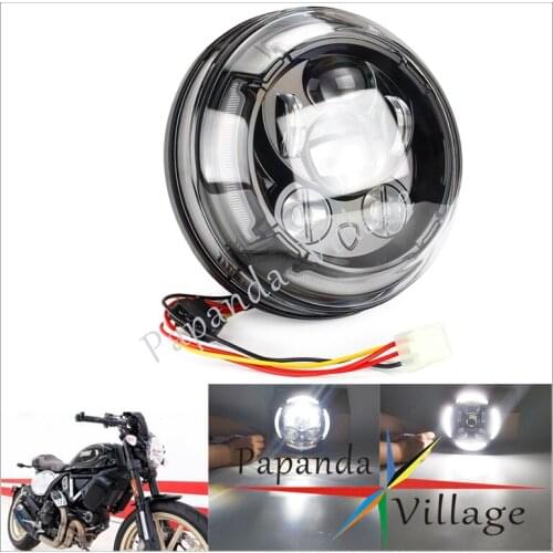 Motorcycle 12V LED Headlight DRL HI/LO Beam Running Light Front Light Headlamp For Ducati Scrambler Classic Cafe Racer 2016-2018