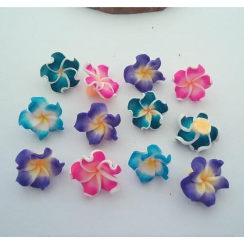 20pc/lot 20mm Handmade Artificial Frangipani Polymer Clay Flower Beads Making Bracelet Necklace Ring Materials Accessories
