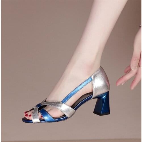 PXELENA 2021 Summer Rome Retro Mixed Color Women Genuine Leather Peep Toe Sandals High Heels Hollow Out Office Lady Shoes Female