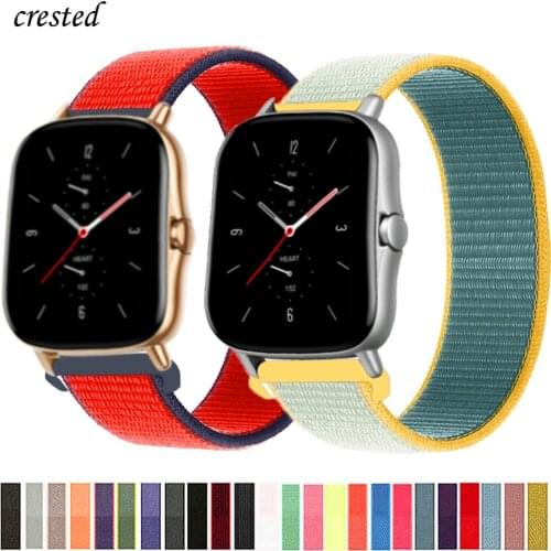 20mm/22mm Nylon band For Amazfit GTS/2/2e/GTS2 Mini/GTR 42mm/47mm/GTR2/2e/stratos 2/3 Sport Loop belt Bracelet Amazfit bip strap