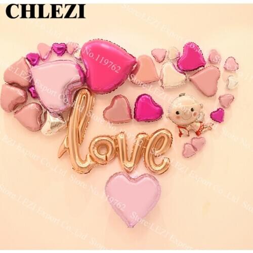 Romantic valentines day proposal decorated balloon wedding anniversary room layout LOVE Letter lips Foil Balloon