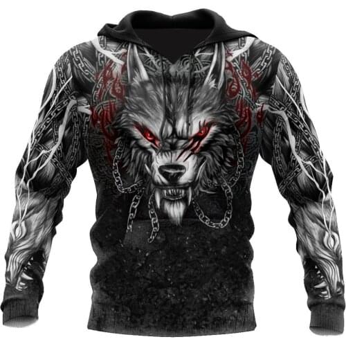 Animal Wolf Tattoo 3D Full Printed Unisex Deluxe Hoodie Men Sweatshirt Streetwear Zip Pullover Casual Jacket Tracksuit-556