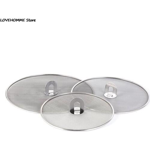 1pcs 25/29/33cm Stainless Steel Splatter Screen Mesh Pot Lid Cover Silver Oil Frying Pan Lid Cooking Tools Kitchen Accessories