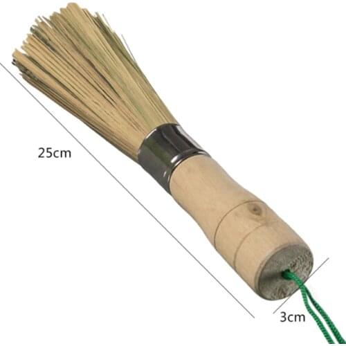 ​Handmade Natural Bamboo Brush Kitchen Wash Dishes Tools Wash Pot Brush Non-stick Oil Durable Wooden Handle