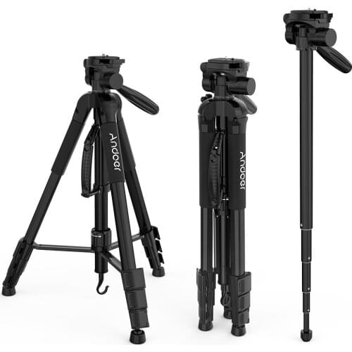 Andoer TTT-666R Camera Tripod Monopod Travel Portable Lightweight Tripod for Canon Nikon Camcorder with Carry Bag Max.Load 4kg