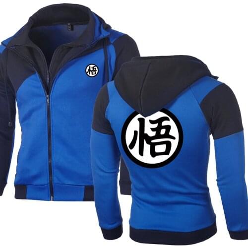 New Spring Autumn Mens Hoodies Fashion Anime Z Goku Double Zipper Patchwork Long Sleeve Jacket Hip Hop Harajuku Clothing