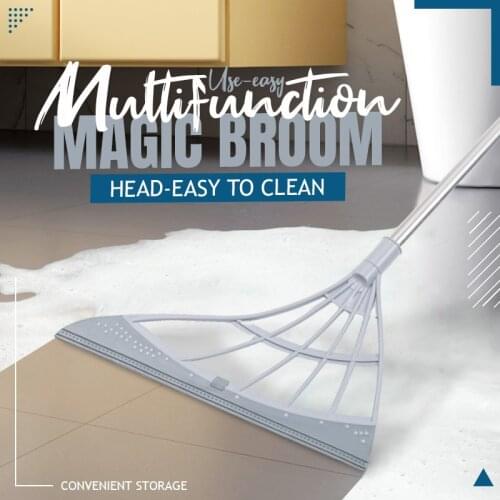Magic Silicone Clean Broom Floor Wiper Scrape Pet Hair Fur Wet Water Bedside Dust Window Sofa Gap Removal Long Handle Mop Sweep