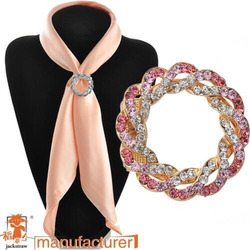 High quality!New fashion blue red clear rhinestone circle scarf buckle brooches for women,jackstraw jewelry scarf clip