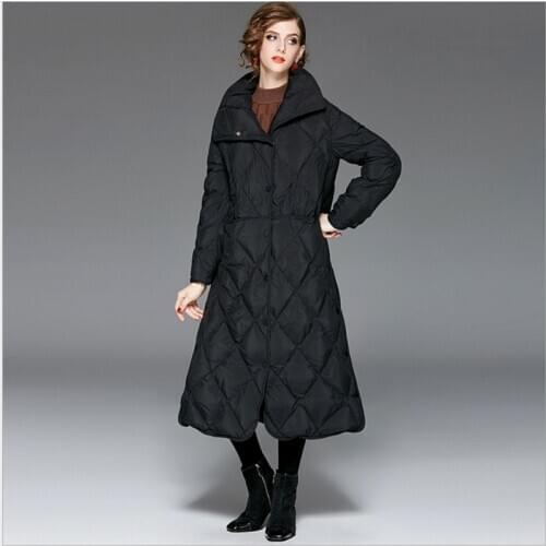 High Quality Thicken Warm Long black Parka 90% White Duck Down Jacket For Winter Women Loose Down Coat Puffer Jackets Outwear