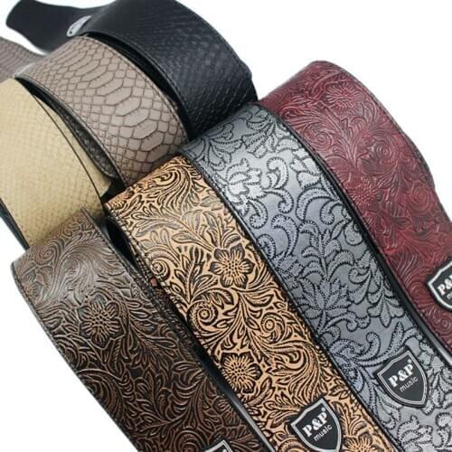 High quality Guitar Strap PU leather Acoustic Bass Belt Crocodile Snake Skin Embossed Widen Electric Guitar Straps