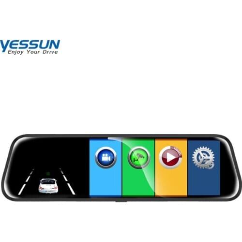 Yessun 10 inches Touch Screen 1080P Car DVR stream media Dash camera Dual Lens Video Recorder Rearview mirror 1080p Rear camera