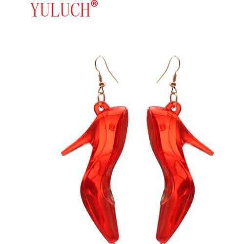 YULUCH 2018 Hot Acrylic 6 colors popular exaggerated clear high heels pendant earrings for fashion women jewelry accessories