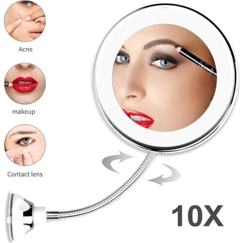 LED Mirror Light Makeup Mirror with Led Light Flexible 10X Magnifying Mirrors Light Cosmetic Miroir Dropshipping Vanity Mirrors