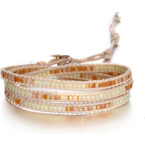 ZG 2019 Vintage Weave Beads Charm Bracelet Handmade Jewelry Drop Shipping Bohemian Stone Leather Wrap Bracelets For Women Man