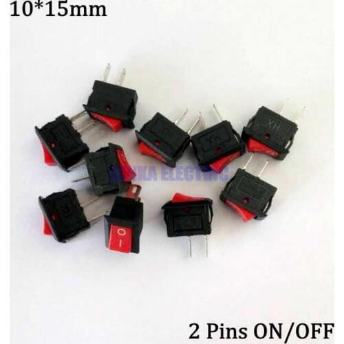 100pcs/lot 10*15mm KCD11 3A/250V 2Pin ON/OFF Mini Boat Rocker Switch Car Truck Dash Dashboard RV ATV Push Button Rocker Switch