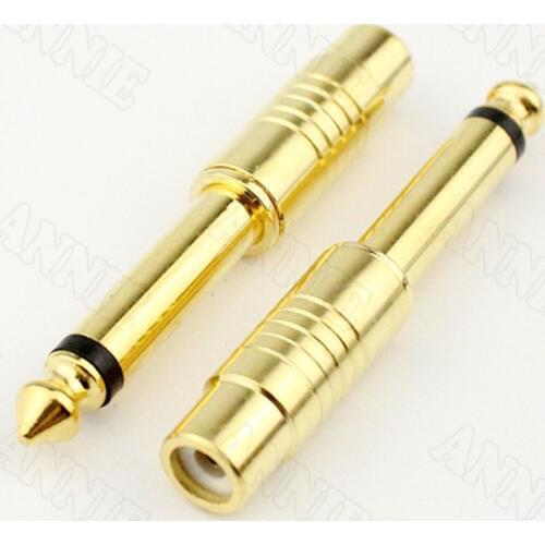 100pcs/lot Gold-plated 6.5 Male Turn RCA Female Adapter Mixing Console Audio Adapter