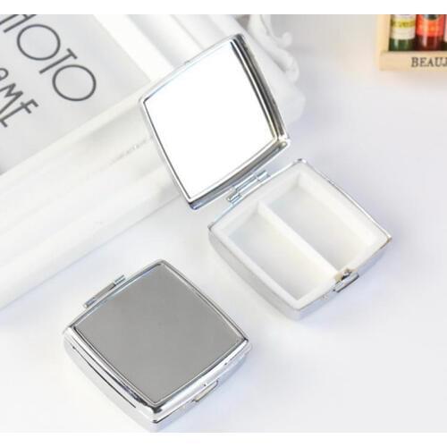2 Grid Folding pill case container for Medicines Organizer Pill box 54*54*12mm Travel Essential F20173285