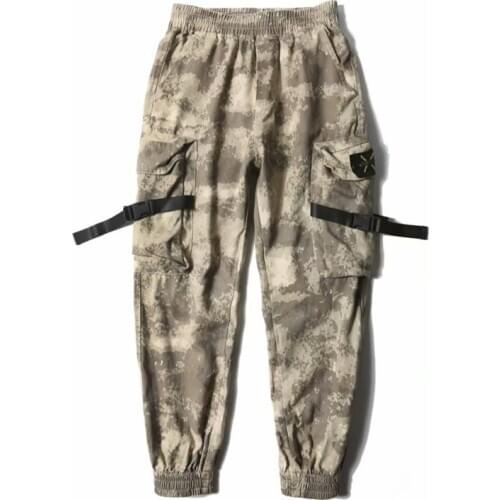 2020 Men Pants Japan Style Fashion Streetwear Ribbons Cotton Cargo Pants Casual Men Clothing joggers Elastic Waist Men Trousers