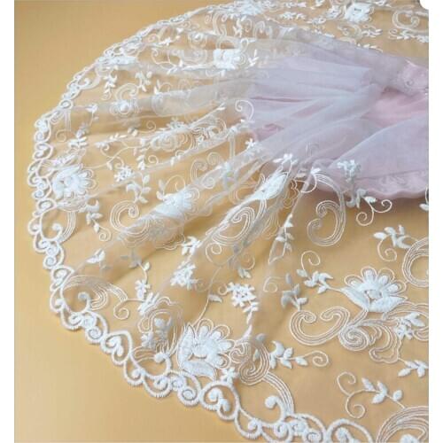 2020 New Handmade DIY Production Materials Cotton Embroidery Flowe Lace Trim Encrypted Mesh Skirt Decoration Material RS2741