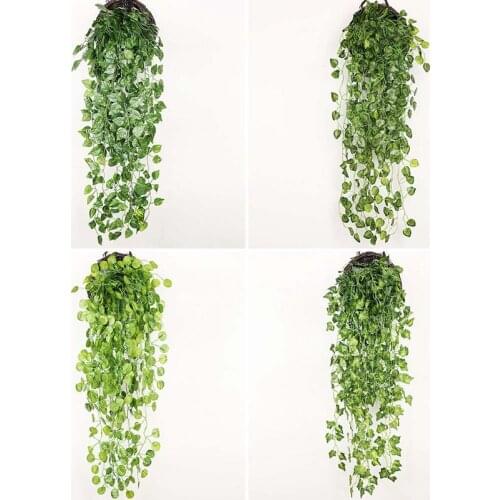 Balcony Loft Decor Green Radish Plant Grape Ivy Leaf Artificial Flower Wall Hanging Rattan Vine Garland DIY Decoration