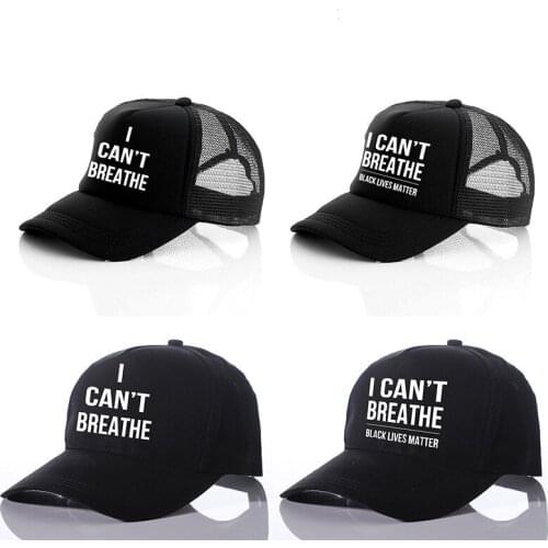 New Letters I Can't Breathe Baseball Cap Adjustable BLACK LIVES MATTER Hats Snapbacks Man Caps Summer Visors Mesh Sunhat
