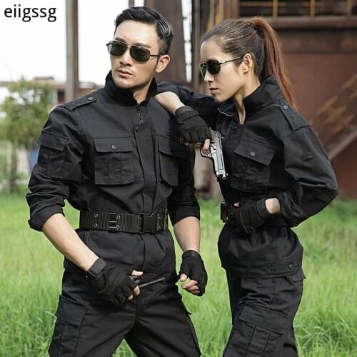 Black Hunting Clothes Men Military Uniforms Hunting Clothing Tactical Combat Shirt +Cargo Pants Outdoor Army Ghillie Suit Women