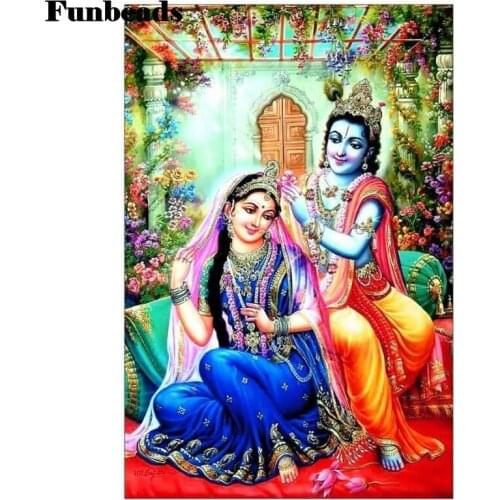 Diy5d Diamond Painting Krishna and his wife Cross Stitch Full Round square Diamond Embroidery Rhinestone decor picture FF404