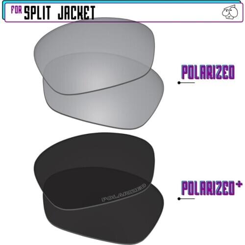 EZReplace Polarized Replacement Lenses for - Oakley Split Jacket Sunglasses - BlackP Plus-Silver P