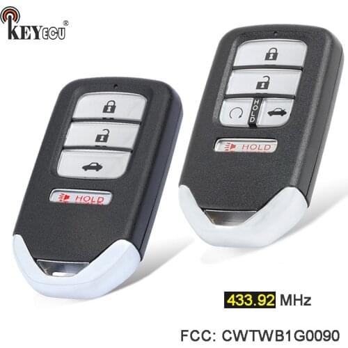KEYECU 433.92MHz 4A FCC: CWTWB1G0090 Replacement 4 5 Button Remote Car Key Fob for Honda Accord 2018 2019 2020