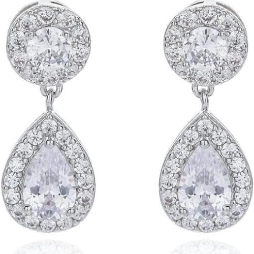 Classic Cubic Zircon Drop Earrings for Wedding, Crystals Dangle Earring for Bride, Women Girl Gift CE10673