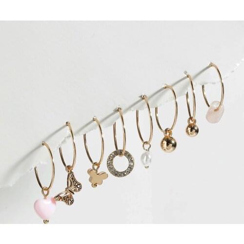 LUNA CHIAO Women Fashion Jewelry 8 Pieces Hoops Earrings Set